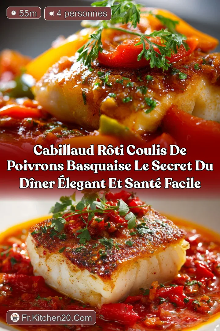 Cabillaud R&ocirc;ti Coulis de Poivrons Basquaise Le secret du D&icirc;ner &Eacute;legant et Sant&eacute; Facile