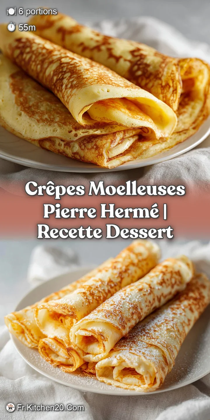 Close-up of a glossy, slightly browned cr&ecirc;pe edge, hinting at a soft, tender interior.