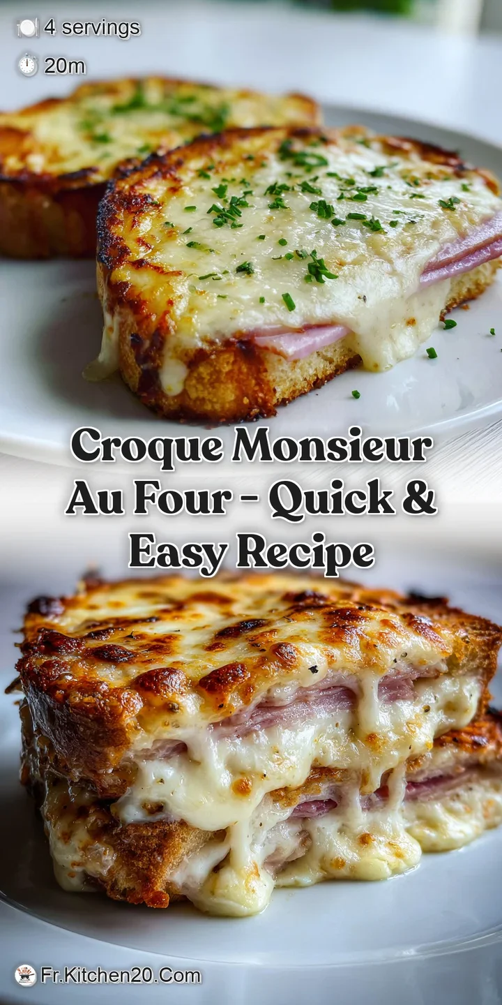 Close-up of a Croque Monsieur showing textures: bubbly, browned cheese, toasted bread, and steaming ham; intensely appetiz...