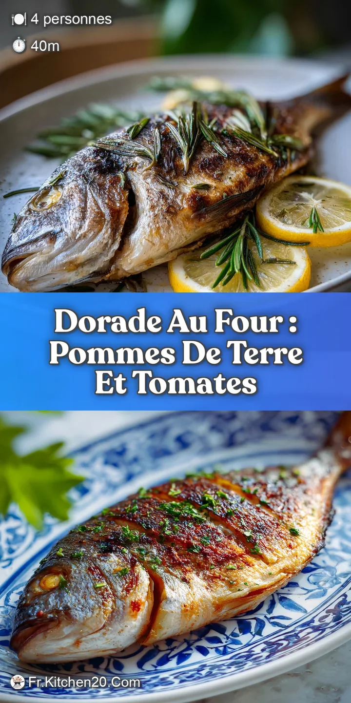 Close-up on tender, white fish with crisp, browned skin, nestled amongst juicy, bursting roasted tomatoes and fragrant herbs.