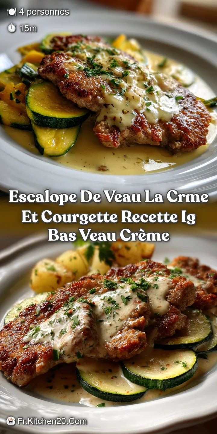 Escalope de Veau la Crme et Courgette Recette IG Bas Veau Cr&egrave;me