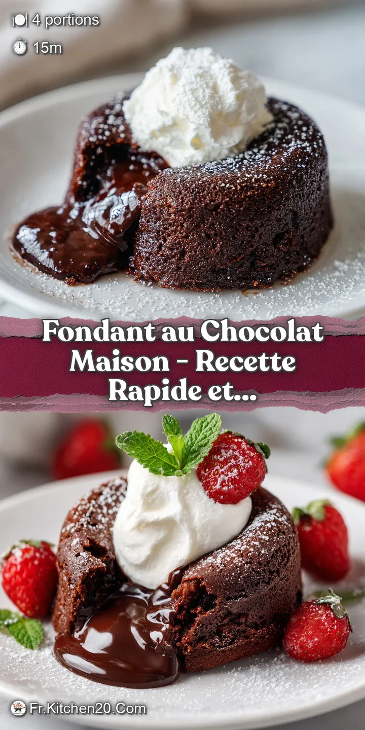 Close-up of a rich, dark chocolate cake with a perfectly cooked, gooey molten center.