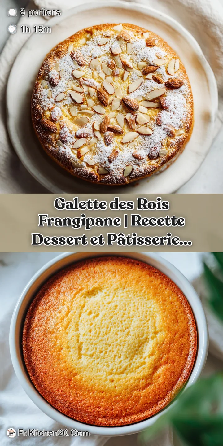 Close-up of a rustic, free-form almond galette, highlighting its flaky, golden-brown crust.