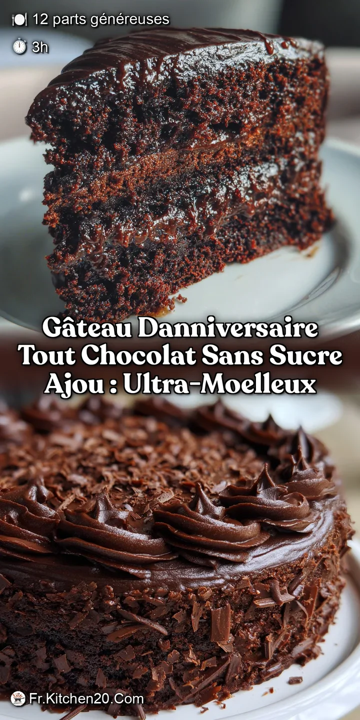G&acirc;teau dAnniversaire tout Chocolat sans sucre ajou : Ultra-Moelleux