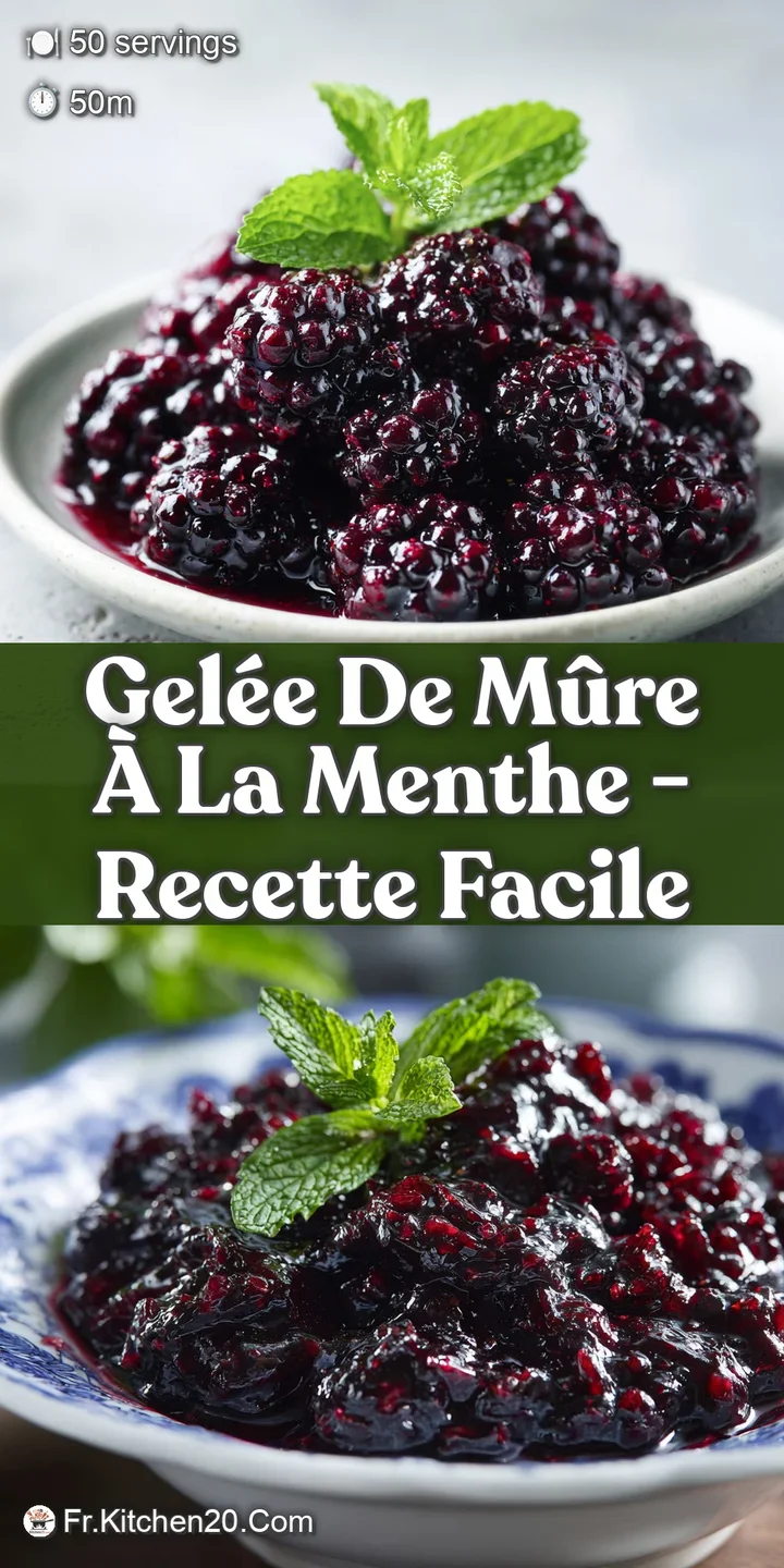 Close-up of glossy, trembling blackberry gel&eacute;e with specks of fresh mint, inviting and refreshing.