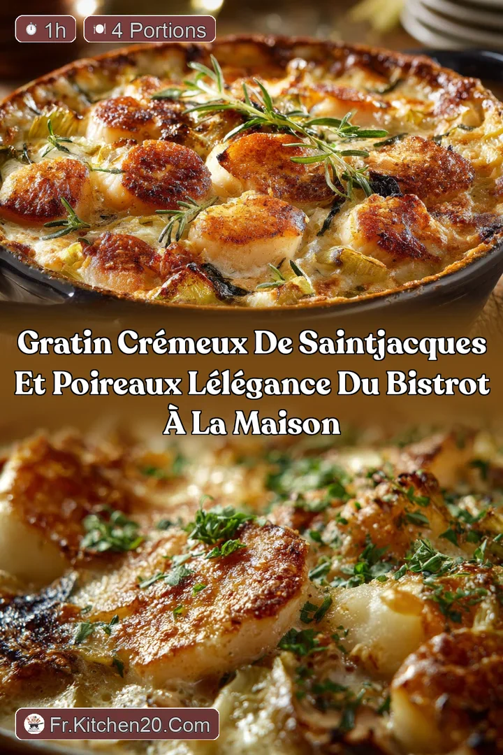Gratin Cr&eacute;meux de SaintJacques et Poireaux L&Eacute;l&eacute;gance du Bistrot &agrave; la Maison