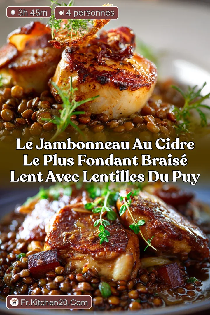 Le Jambonneau au Cidre le plus Fondant Brais&eacute; Lent avec Lentilles du Puy
