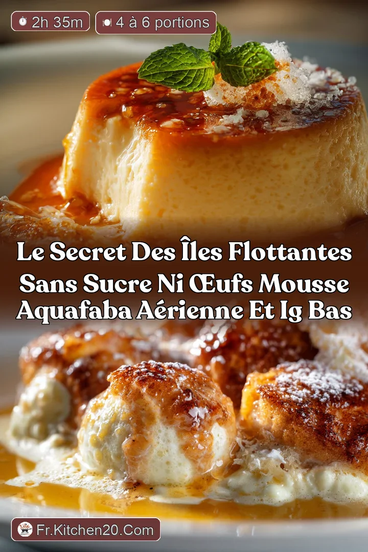 Le secret des &Icirc;les flottantes sans sucre ni &oelig;ufs mousse aquafaba a&eacute;rienne et IG bas