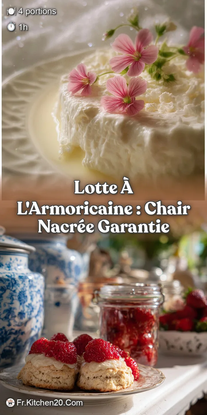 Close-up reveals flaky monkfish bathed in a luscious, aromatic sauce with hints of herbs. Warm, inviting seafood perfection.