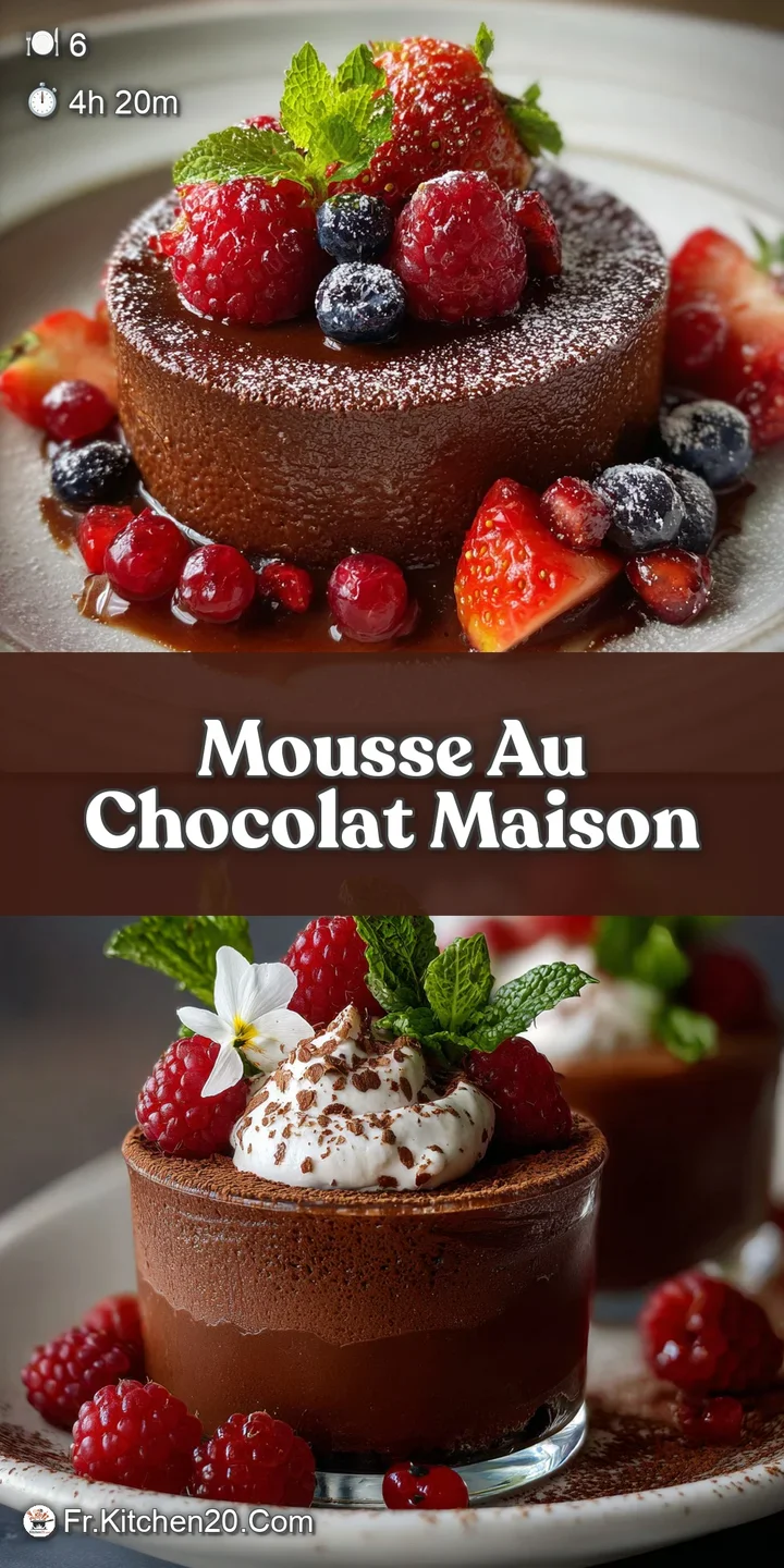 Rich, dark chocolate mousse with a velvety smooth surface. The intense color and delicate sheen are incredibly tempting an...
