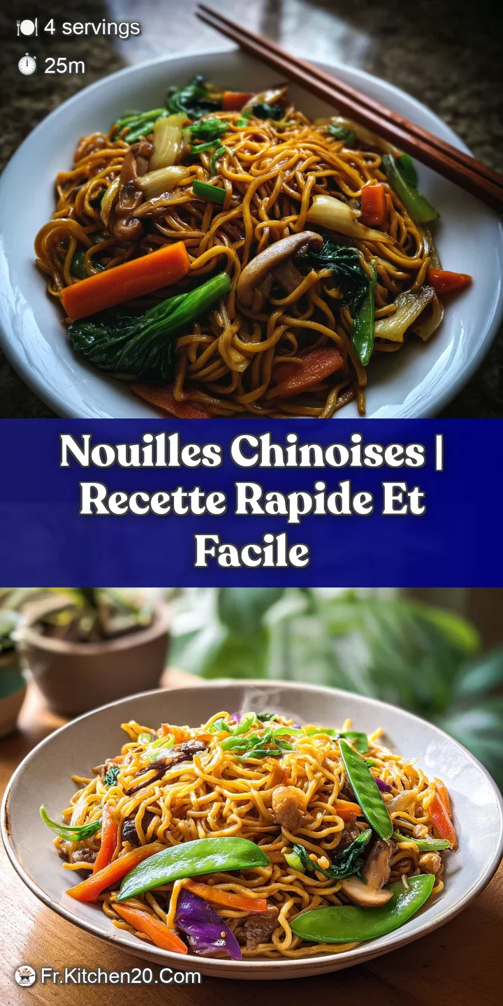 Close-up of stir-fried noodles, coated in a rich brown sauce, showcasing the perfectly cooked texture and scattered green ...