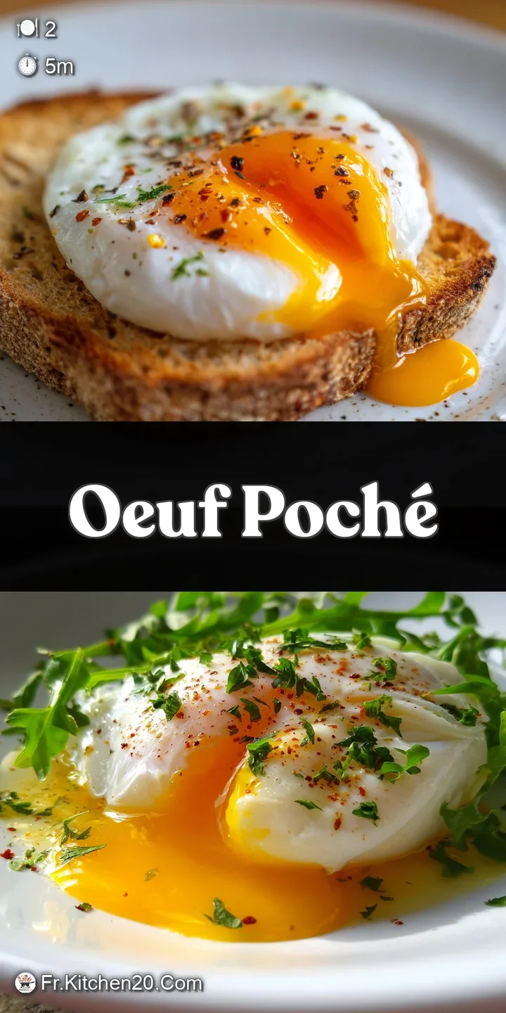 Close-up of a freshly poached egg, its creamy white exterior giving way to a rich, flowing yolk. Irresistibly soft and inv...