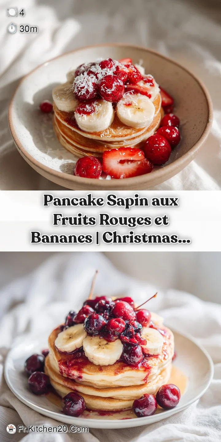 Close-up of tender, golden pancakes glistening with syrup, interspersed with bright red raspberries and yellow banana slices.