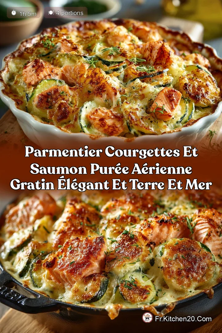 Parmentier Courgettes et Saumon Pur&eacute;e a&eacute;rienne Gratin &eacute;l&eacute;gant et Terre et Mer