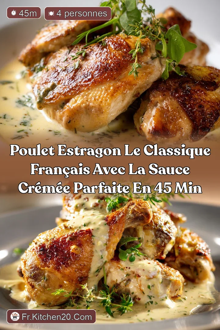 Poulet Estragon Le Classique Fran&ccedil;ais avec la Sauce Cr&eacute;m&eacute;e Parfaite en 45 Min