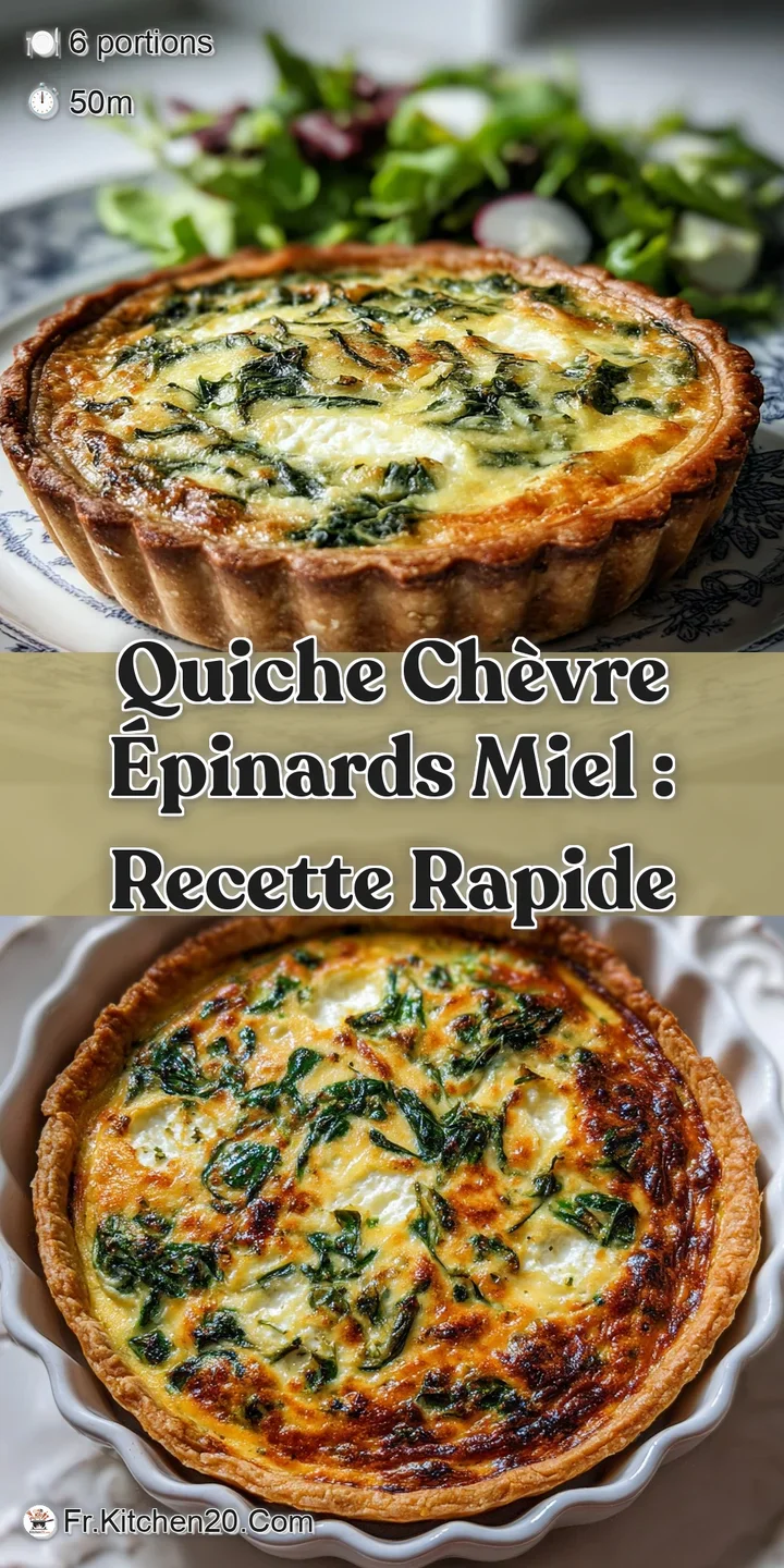 Close-up of a rich, golden quiche featuring fresh spinach and melted cheese, inviting warmth, creamy and savory goodness v...