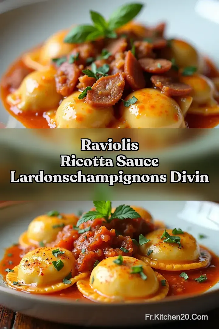 Raviolis Ricotta Sauce LardonsChampignons Divin