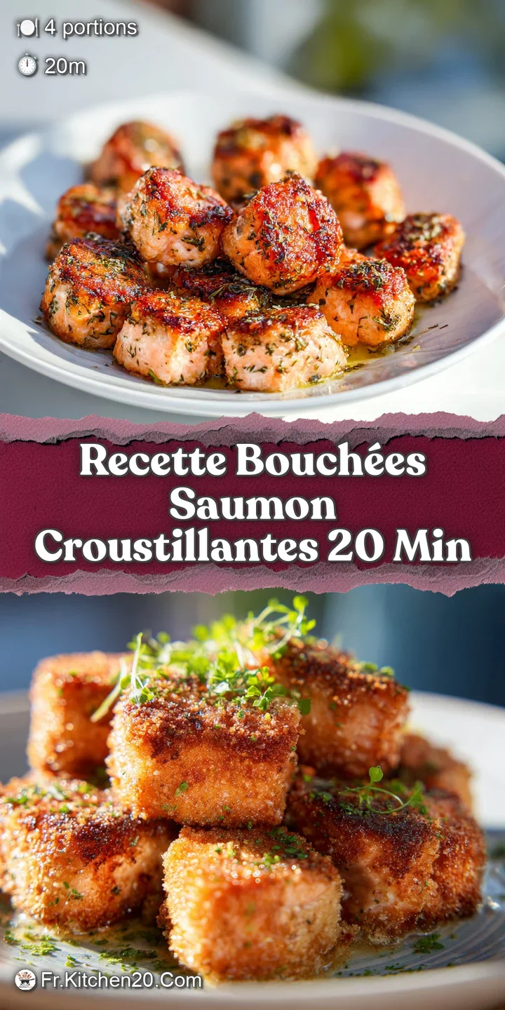 Close-up of flaky salmon bites. Crispy edges, creamy sauce, and fresh dill create an irresistible texture contrast.