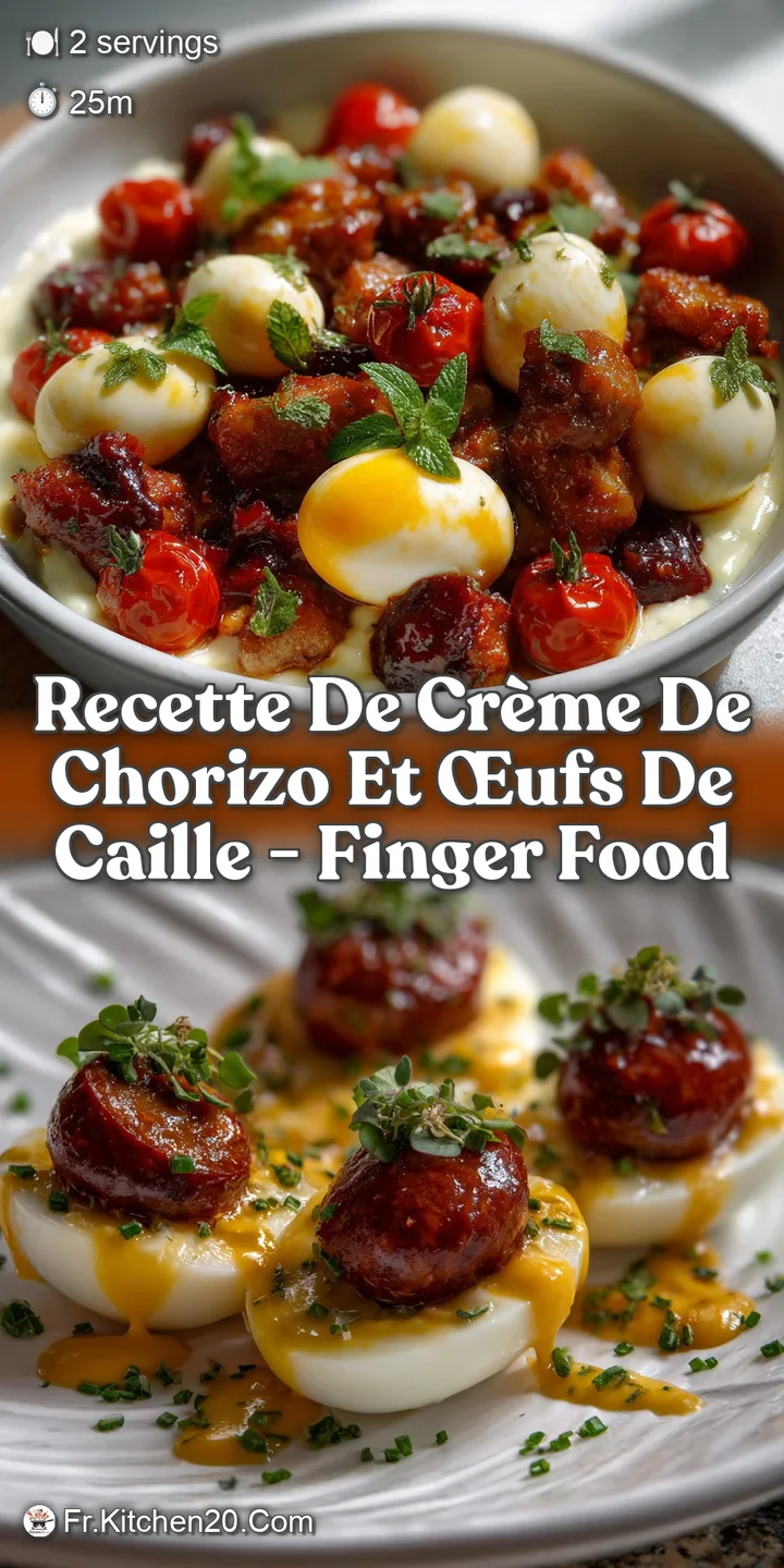 Close-up of a perfectly poached quail egg nestled in a rich, textured chorizo cream, showing depth of color and creamy, in...