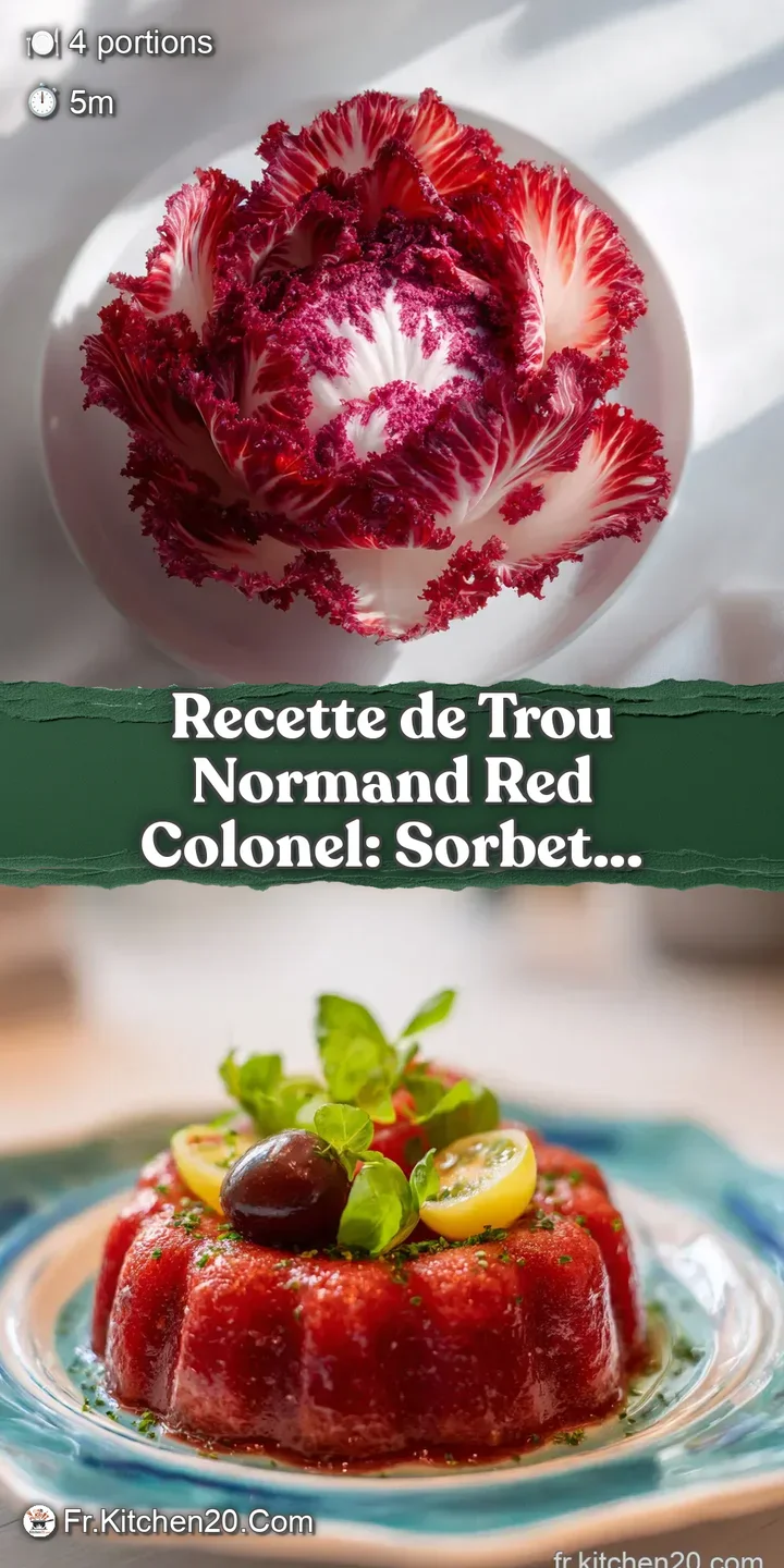 Close-up of a frosty white scoop of sorbet, glistening with droplets, contrasted by the rich, dark red of the liquor.