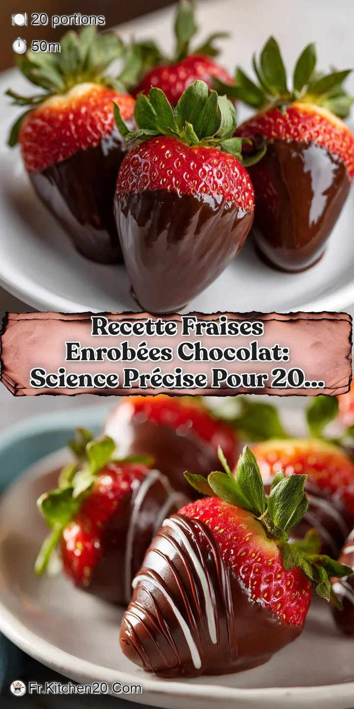 Close-up of a dark chocolate covered strawberry glistening with a rich, deep color. The berry's texture suggests a juicy, ...