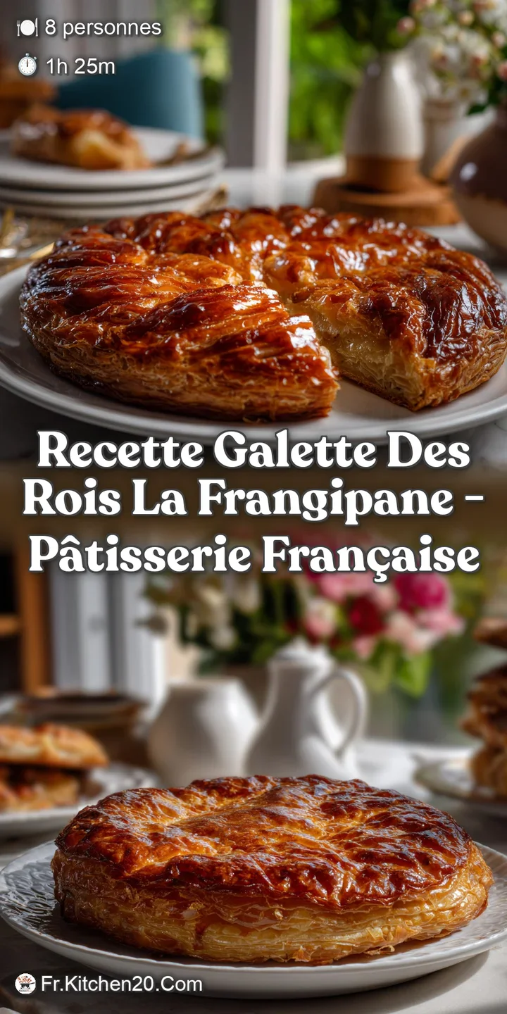 Close-up of a perfectly baked galette. The glistening, golden-brown crust gives way to a creamy almond filling, promising ...