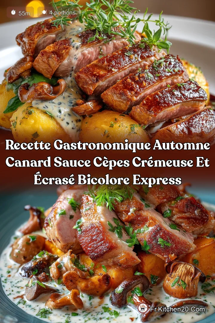 Recette Gastronomique Automne Canard Sauce C&egrave;pes Cr&eacute;meuse et &Eacute;cras&eacute; Bicolore Express