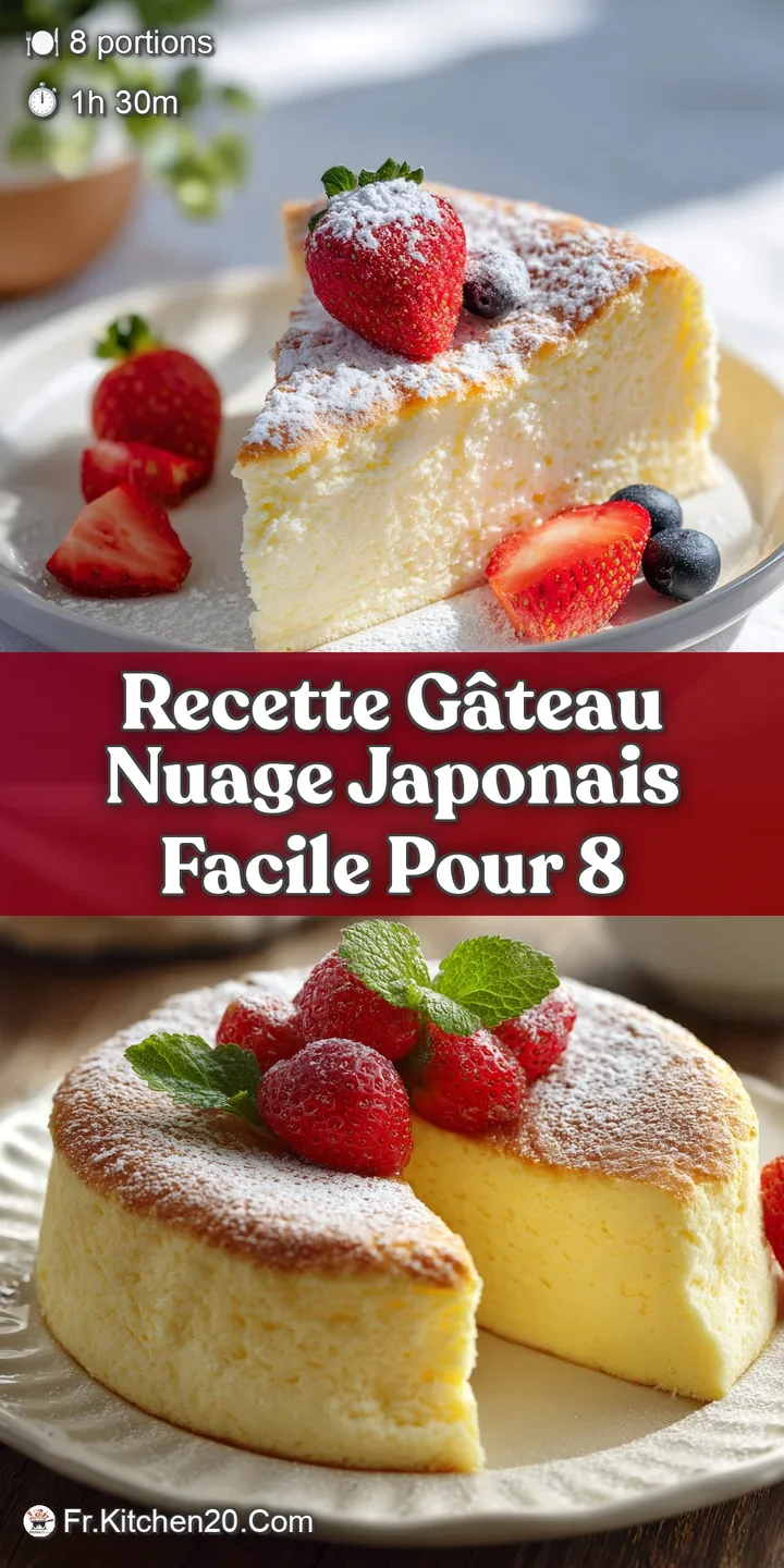 Close-up of a wobbly Japanese cheesecake, its soft, yielding texture visible. A dusting of powdered sugar adds a touch of ...