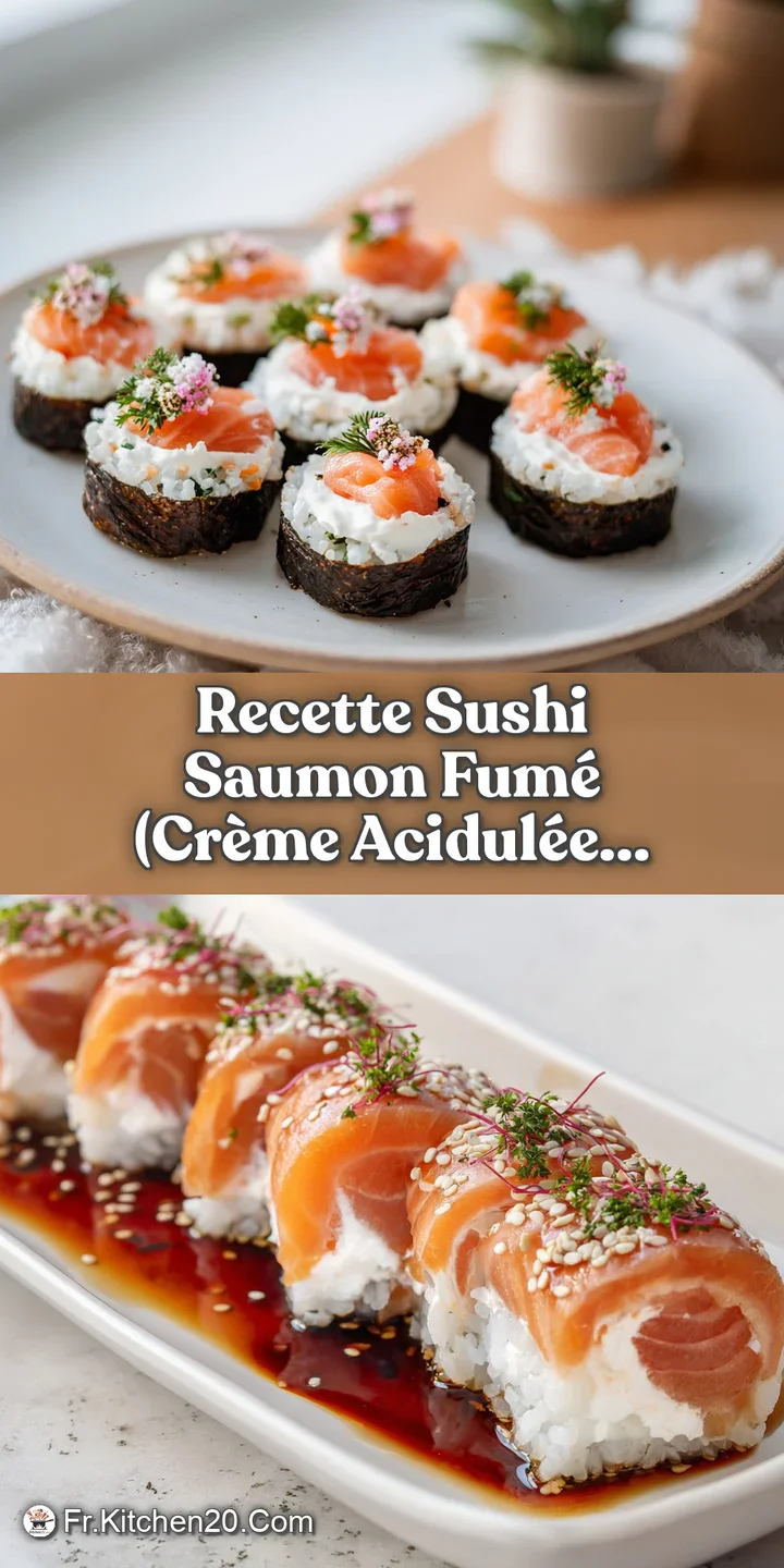 Close-up reveals glistening smoked salmon, plump rice, and tangy cream in these tempting, bite-sized sushi rolls.