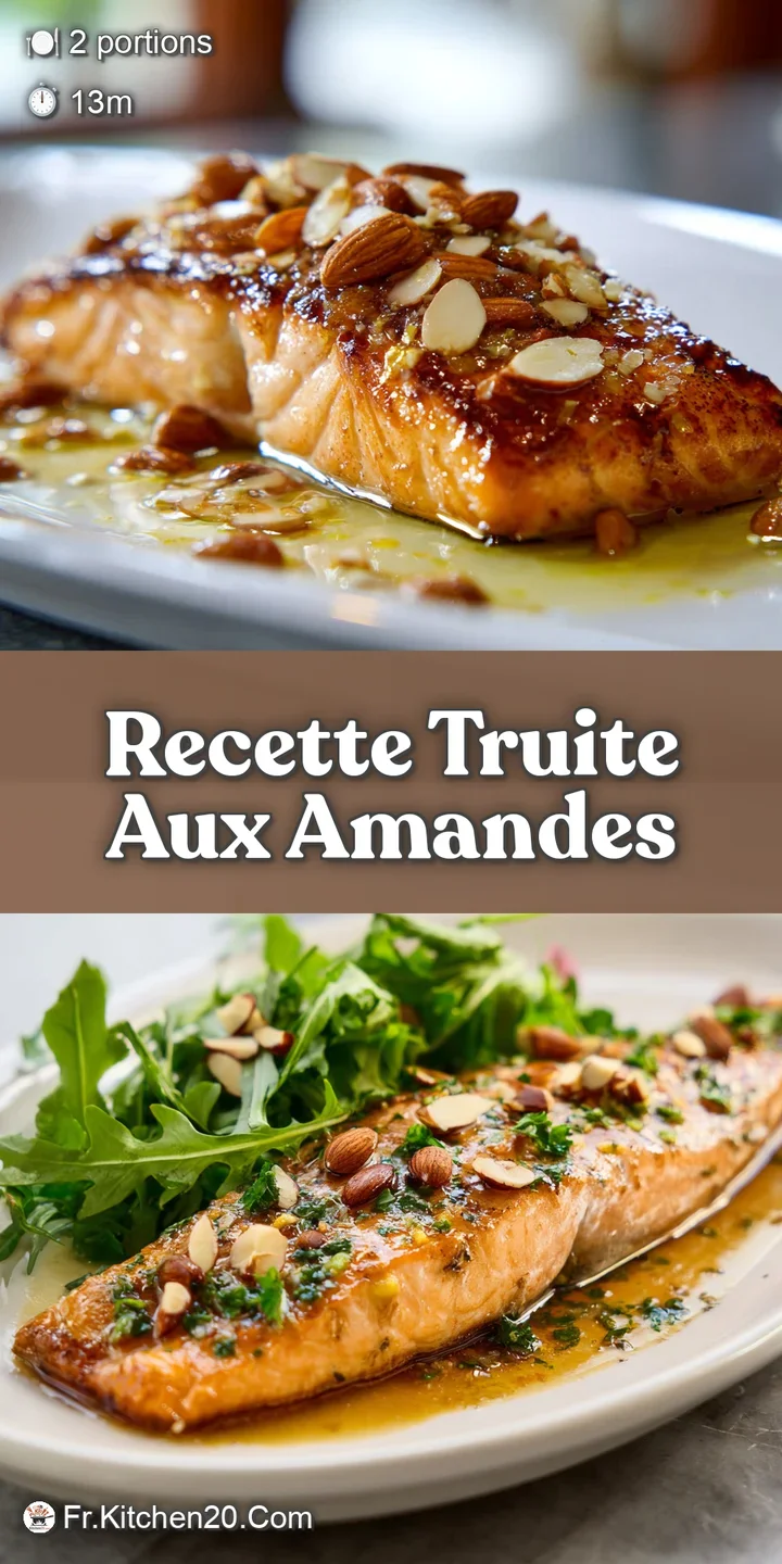 Close-up showcases the flaky texture of the trout, the crunchy almonds, and a glistening butter sauce. A truly appetizing ...