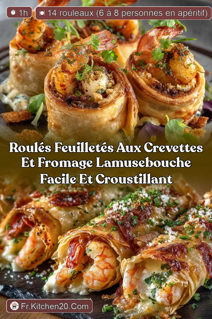 Roul&eacute;s Feuillet&eacute;s aux Crevettes et Fromage lamusebouche facile et croustillant