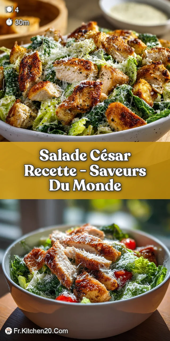 Close-up of a fresh Caesar salad: creamy dressing glistening on romaine lettuce with crusty croutons.