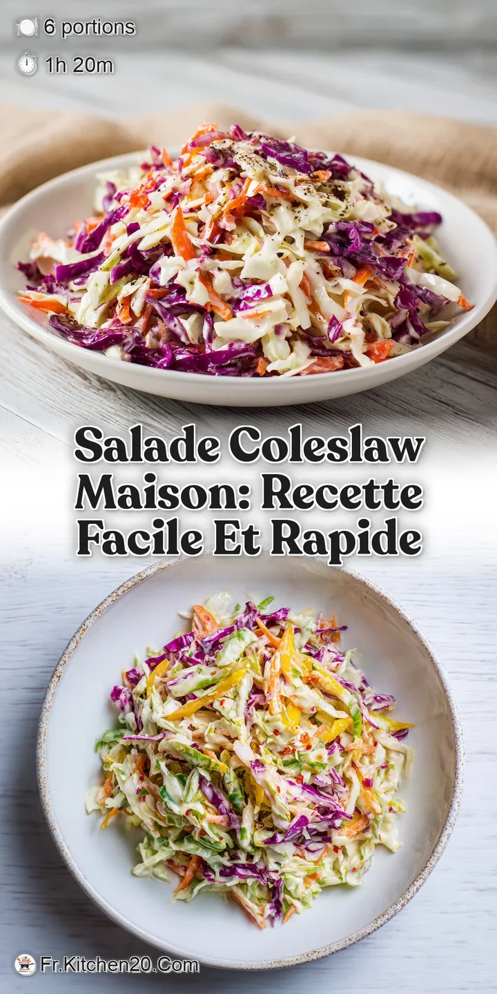 Close-up of fresh coleslaw: Crisp shredded cabbage and carrots coated in a rich, creamy dressing, inviting and flavorful l...