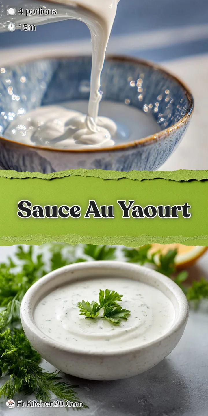 Close-up of velvety yogurt sauce, its smooth texture glistening in the light. Fresh herbs are visible, adding specks of gr...