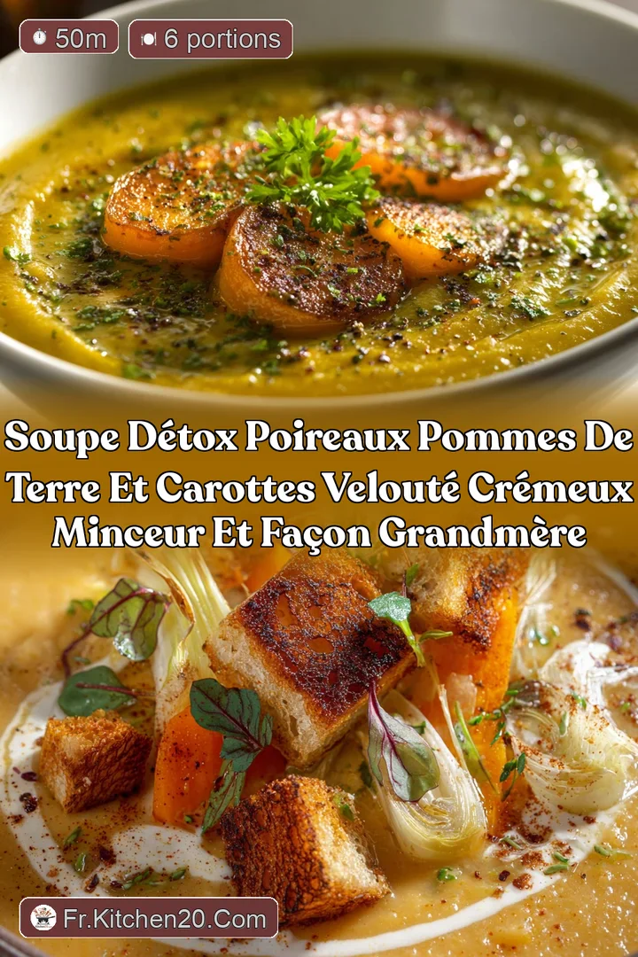 Soupe D&eacute;tox Poireaux Pommes de terre et Carottes Velout&eacute; Cr&eacute;meux Minceur et Fa&ccedil;on GrandM&egrave;re