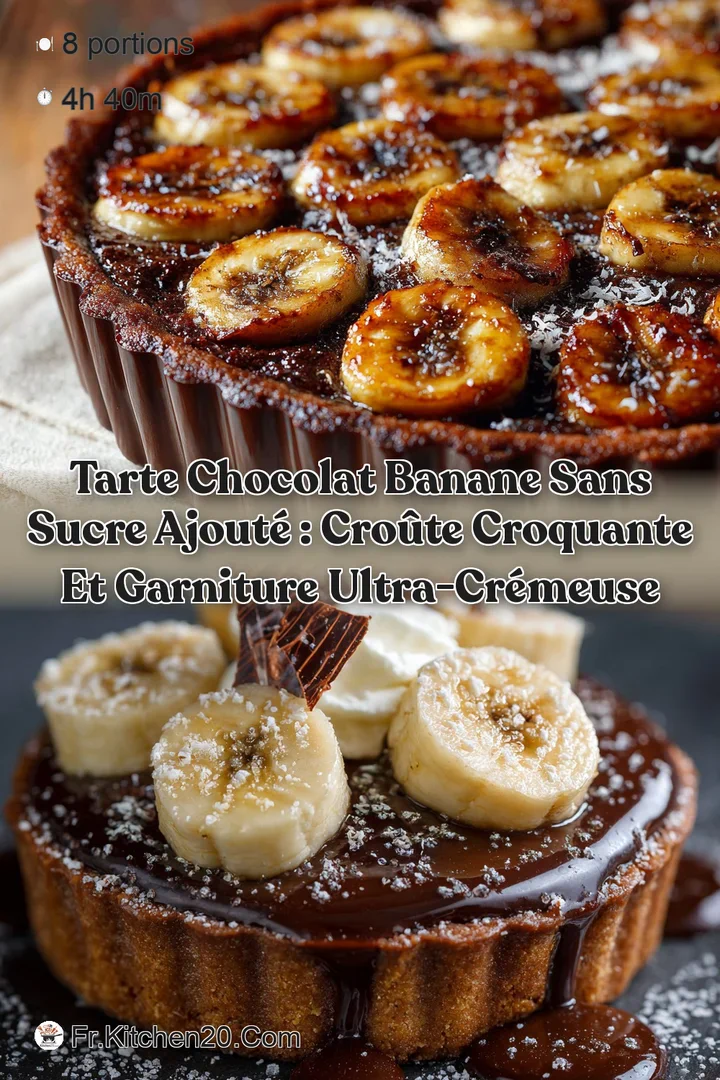 Tarte Chocolat Banane sans sucre ajout&eacute; : Cro&ucirc;te croquante et garniture ultra-cr&eacute;meuse