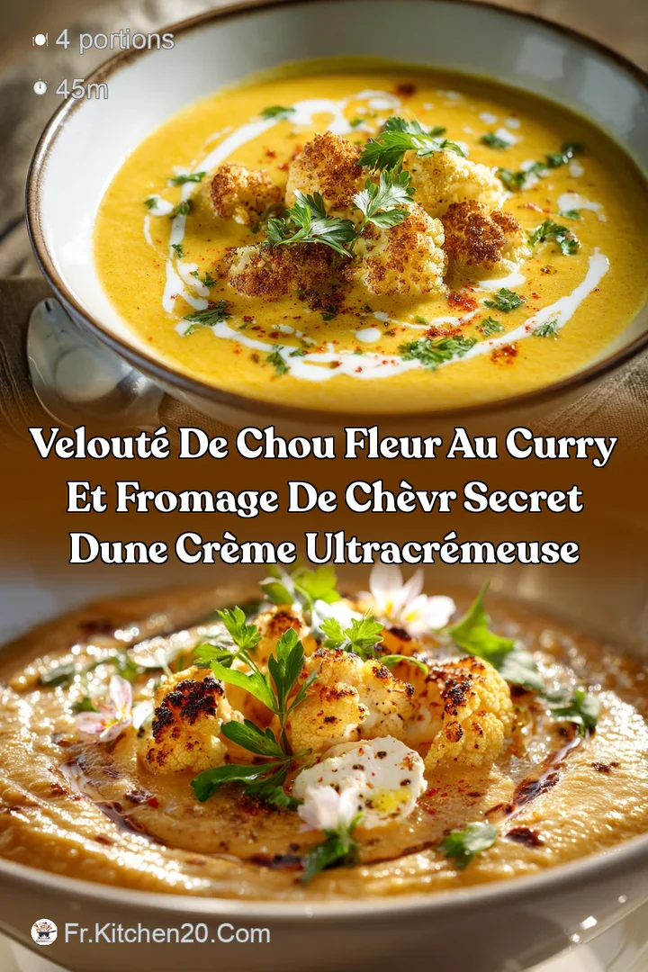 Velout&eacute; de Chou Fleur au Curry et Fromage de Ch&egrave;vr Secret dune Cr&egrave;me UltraCr&eacute;meuse