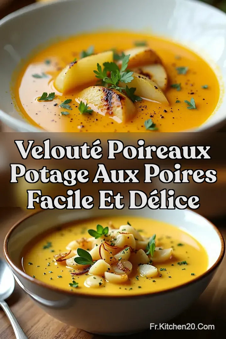 Velout&eacute; Poireaux Potage aux Poires Facile et D&eacute;lice