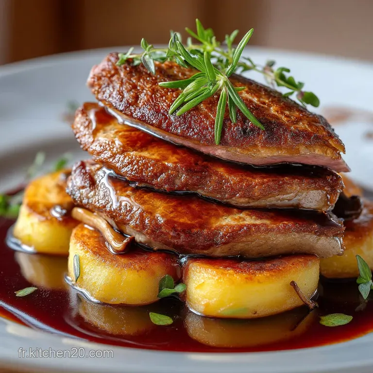 Aiguillettes De Canard Ros&eacute;es Sauce C&egrave;pes &Eacute;cras&eacute; Patate Doucepotimarron presentation