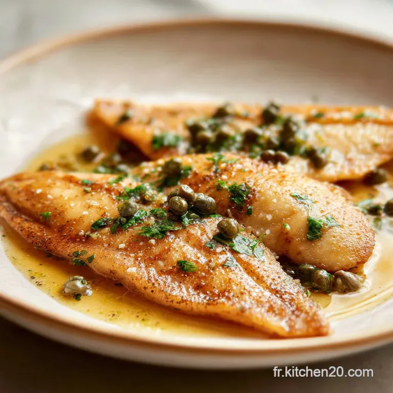 Elegant skate wing presentation. Delicate white fish contrasts beautifully against the browned butter sauce and bright cap...