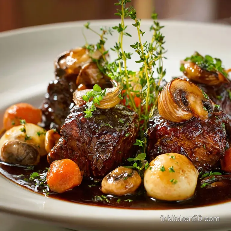 Boeuf Bourguignon Fondant Aux Champignons Et Oigno : Notre Recette Super Tendre presentation