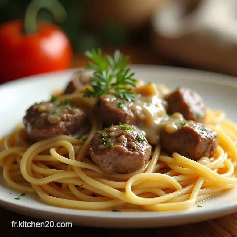B&oelig;uf Stroganoff Cr&egrave;me Fra&icirc;che Et Champignons presentation