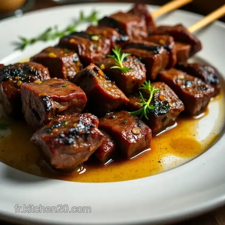 Brochette De Boeuf Marin&eacute;e Et Grill&eacute;e &Agrave; La Fran&ccedil;aise presentation