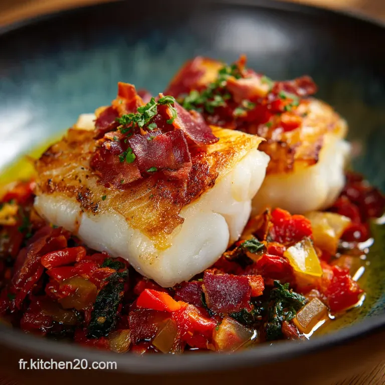 Dos de Cabillaud Piperade Basque et Jambon de Bayo : Signature du Chef