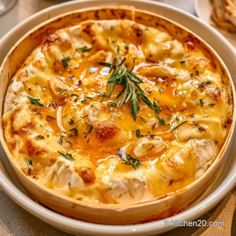 Fromage coulant entour&eacute; de tranches de pain grill&eacute; croustillant sur une planche en bois rustique et chaleureuse.