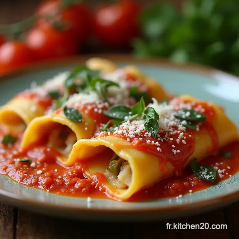 Cannelloni Siciliens Classiques Une Symphonie De Ricotta &Eacute;pinards Et Sauce Tomate Riche presentation