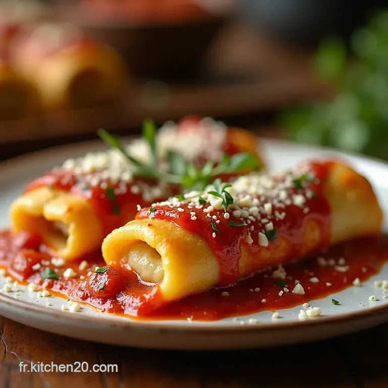Les V&eacute;ritables Cannellonis &Agrave; Lancienne P&acirc;tes Maison Ricotta Cr&eacute;meuse Et Sauce Bolognaise Mijot&eacute;e presentation