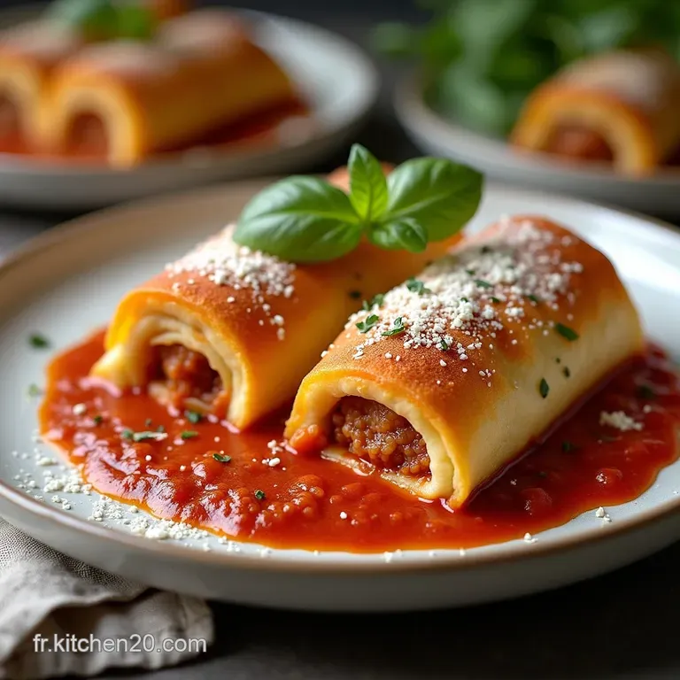 Les V&eacute;ritables Cannellonis &agrave; lAncienne P&acirc;tes Maison Ricotta Cr&eacute;meuse et Sauce Bolognaise Mijot&eacute;e