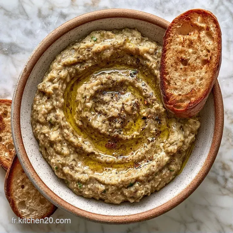 Pur&eacute;e lisse et cr&eacute;meuse dispos&eacute;e avec soin, accompagn&eacute;e de cro&ucirc;tons dor&eacute;s et d'une touche de vert frais sur assiette.