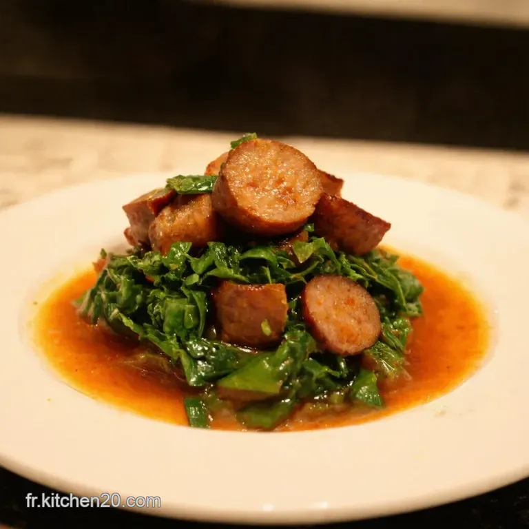 Chou Vert Brais&eacute; Aux Saucisses Le Go&ucirc;t De Lauthentique presentation